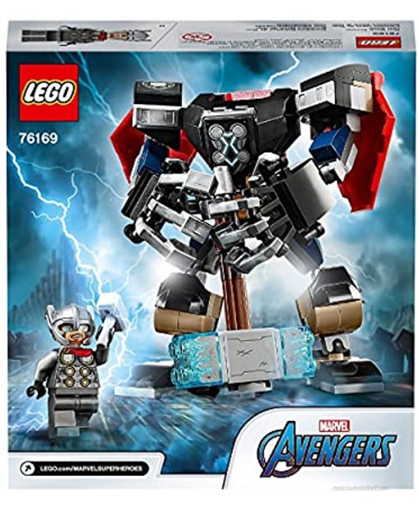 LEGO 76169 Super Heroes Marvel Avengers Thor Mech Armour Set, Action Figure Toy with Thor Minifigure