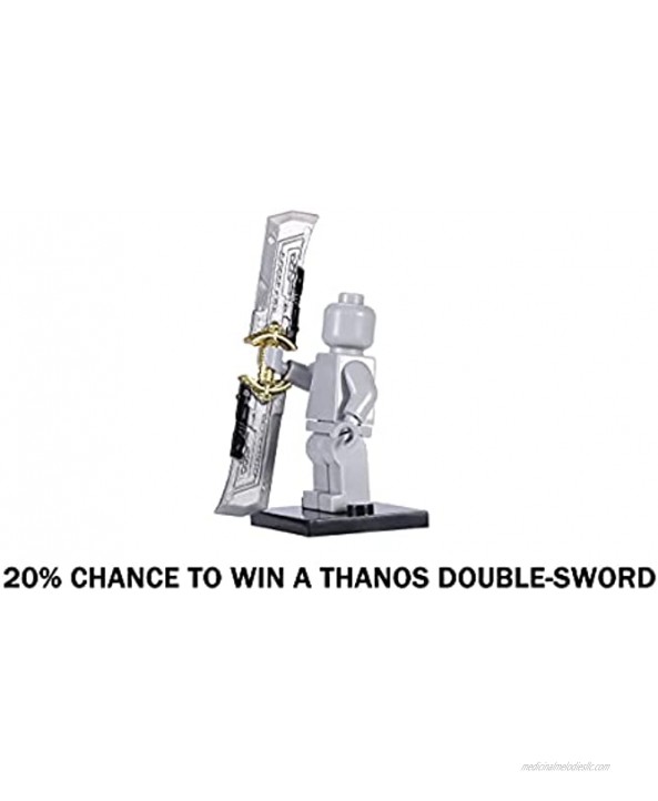 Superhero Series 1 Collectible Sci Fi Minifigure Mystery Pack Random Selection of One Figure with Display Case and 20% Chance to Win a Thanos Double-Sword SHA01