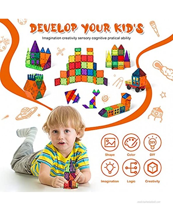 78pcs Magnetic Building Blocks for Kids 3D Educational Construction Tiles Set- Super Durable with Strong Magnets and Superior Color-- Learning Construction Toy for Age 3 4 5 6 7 Years Old 78pcs