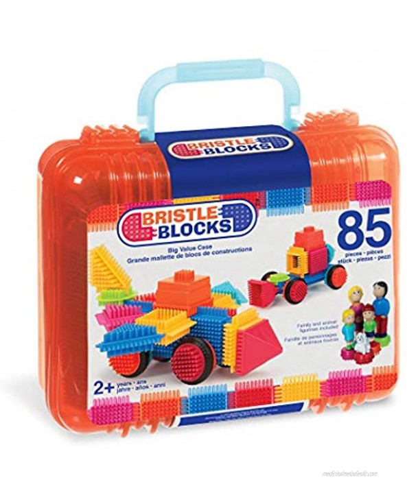 Bristle Blocks by Battat – Interlocking Building Blocks – 85pc Playset – Soft Developmental Toys – Big Value Case – For Toddlers and Kids Aged 2 years +