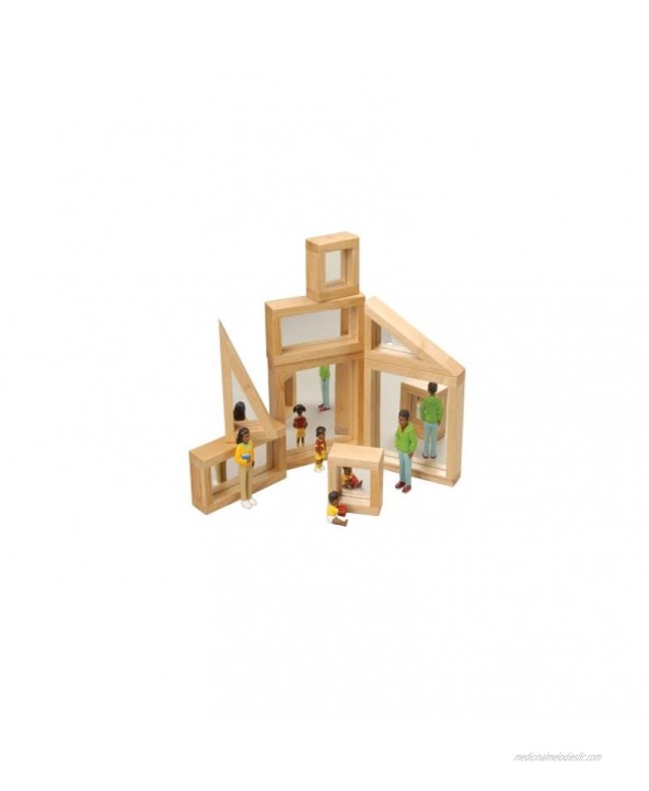 Constructive Playthings Mirrored Wooden Block Set for Kids Set of 8