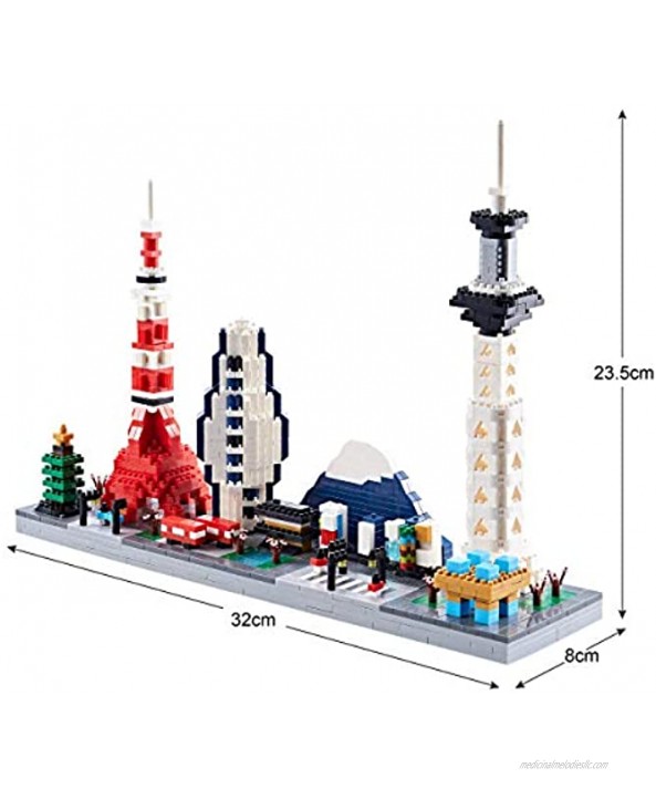 COZYMASS Architecture Tokyo Skylines Building Blocks Collection Micro Block 1880 pcs with Color Box for for Adults and Children