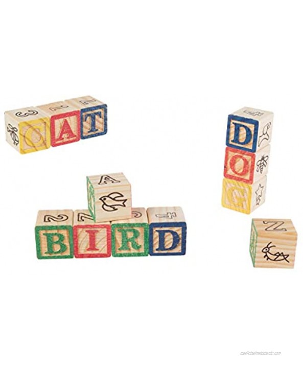 Hey! Play! ABC and 123 Wooden Blocks- Alphabet Letters and Numbers Learning Block Set-Educational STEM Toy for Toddlers and Preschool Age Children