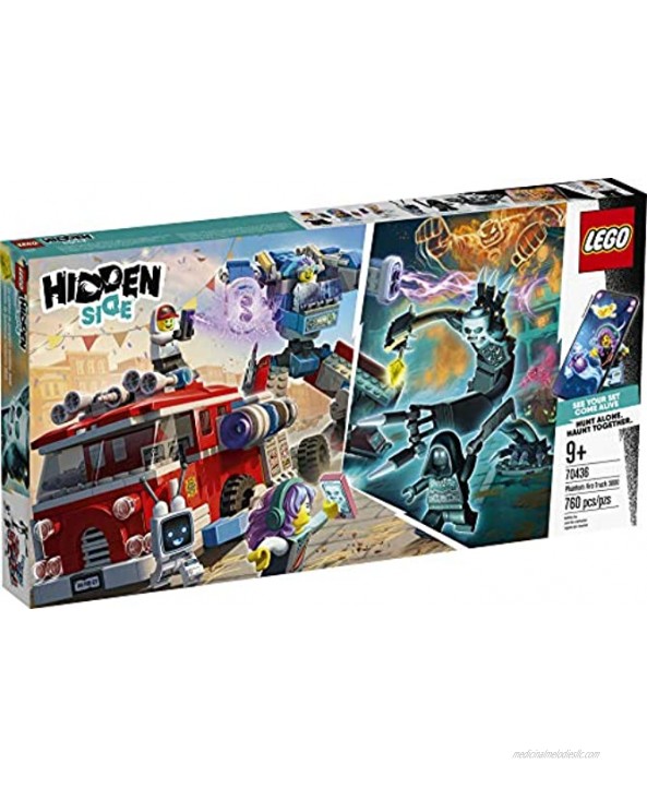 LEGO Hidden Side Phantom Fire Truck 3000 70436 Augmented Reality AR Fire Truck Toy App-Driven Ghost-Hunting Kit Includes a Mecha Robot 5 Minifigures and a Harbinger Figure 760 Pieces