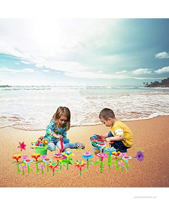 M&Ostyle Flower Garden Building Toys Build a Bouquet Sets for 3,4,5,7 Year Old Toddler Girls Best Pretend Gardening Gifts for Educational Activity for Preschool Children 109PCS
