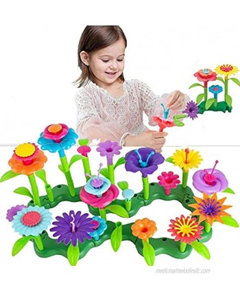 M&Ostyle Flower Garden Building Toys Build a Bouquet Sets for 3,4,5,7 Year Old Toddler Girls Best Pretend Gardening Gifts for Educational Activity for Preschool Children 109PCS