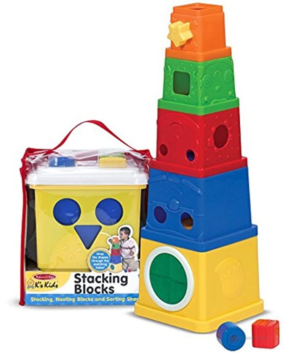 Melissa & Doug K's Kids Stacking Blocks + Free Scratch Art Mini-Pad Bundle [91701]