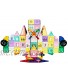 PicassoTiles 200 Piece Castle Click-in Set with 2 Figures Car and Windmill STEM Learning Playset Creative Child Brain Development Stacking Blocks Playboards PT200
