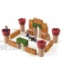 PlanToys 35 Piece Wooden Castle Building and Construction Blocks 5651 | Sustainably Made from Rubberwood and Non-Toxic Paints and Dyes