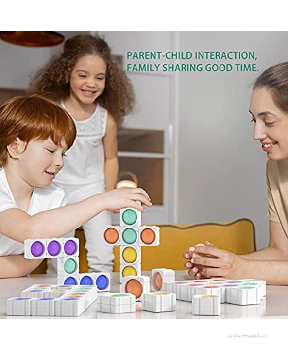 Push Popit Puzzle Bubble New Fidget Toy 68 PCS Pop It’s Big Building Blocks,Silicone Puzzle Toy for Kids&Adults68Pcs