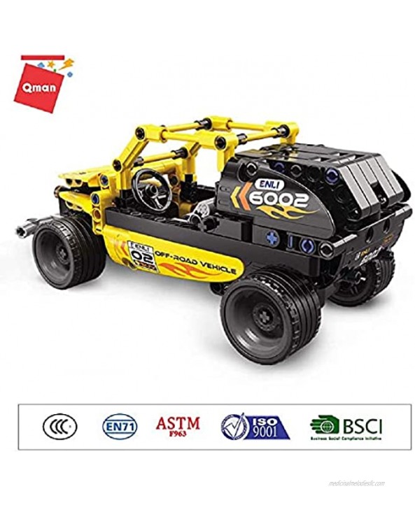Qman New 2021 285 Pieces Pull Back Car Model Kits Off-Road Building Blocks Toy