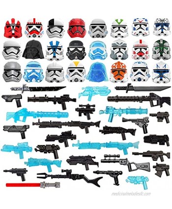 RuiyiF 52Pcs Custom Sci-fi Style Toy Weapons Pack Accessories Kit for Building Block Figures Military Weapons and Armor Set Toy Gun Helmet Mask Sword Compatible with All Major Brand