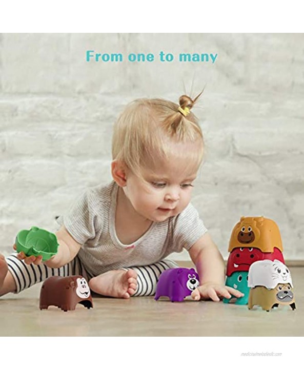 Stacking Toys Cup Sets 8 Pack Animal Stacking Building Cups Baby Toys Toymus Animal Party Stackers Playset Infant Beach Toys Bath Toys Stacking Toys for Toddlers Boys & Girls Toys