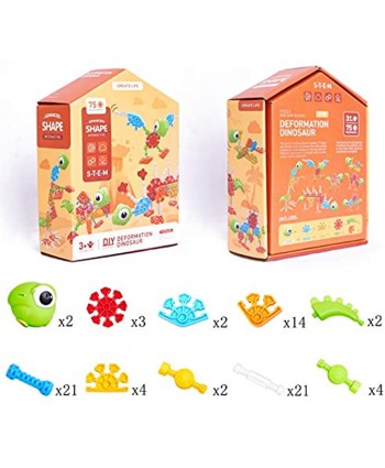 STEM Toys Kids Building Toys Take Apart Dinosaur Toys 75PCS 7 in 1 Building Block Set Educational Construction Engineering Blocks Toys Kits DIY Best Gifts for Age 3 + Year Old Boys&Girls