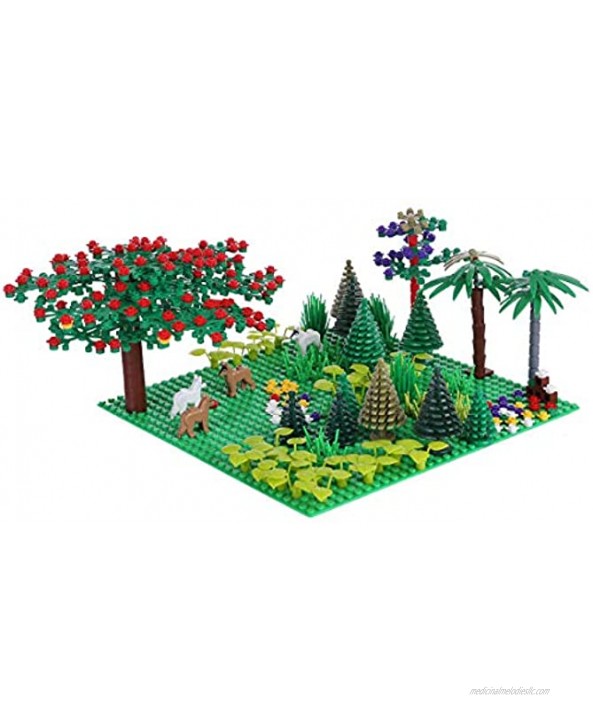 FenglinTech Tropical Jungle Scenery Toy Set 401Pcs DIY Small Particle Building Block Part with Baseplate 100% Compatible Building Blocks Toys Set