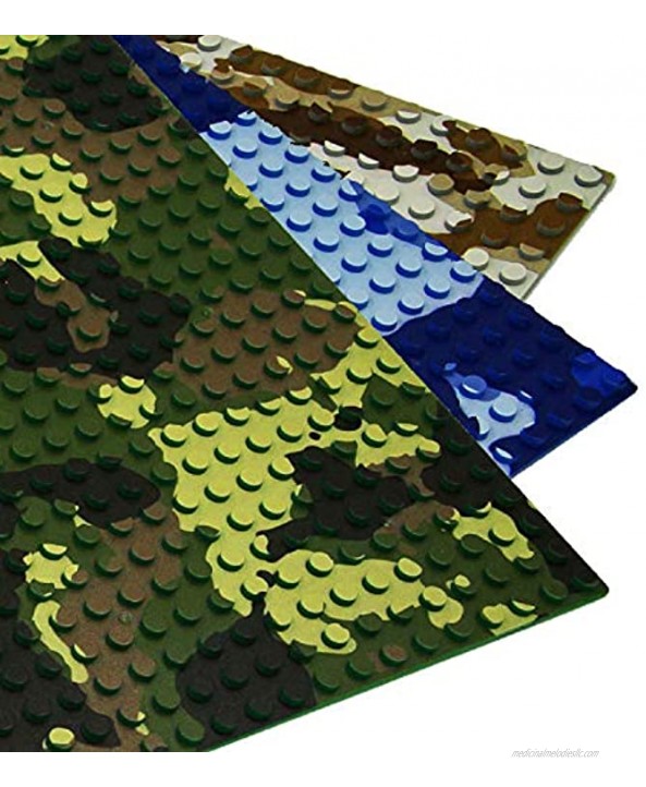 Y-SPACE 2 Base Block Plates 32x32 pegs or 10 x 10 Classic Building Brick Plate Compatible with All Major BrandsBlue Camouflage