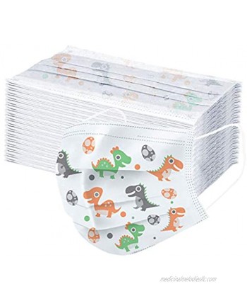 30Pcs Disposable Face Bandanas with Cute Dinosaur Pattern for Kids 3 Ply Non-Woven Fabric