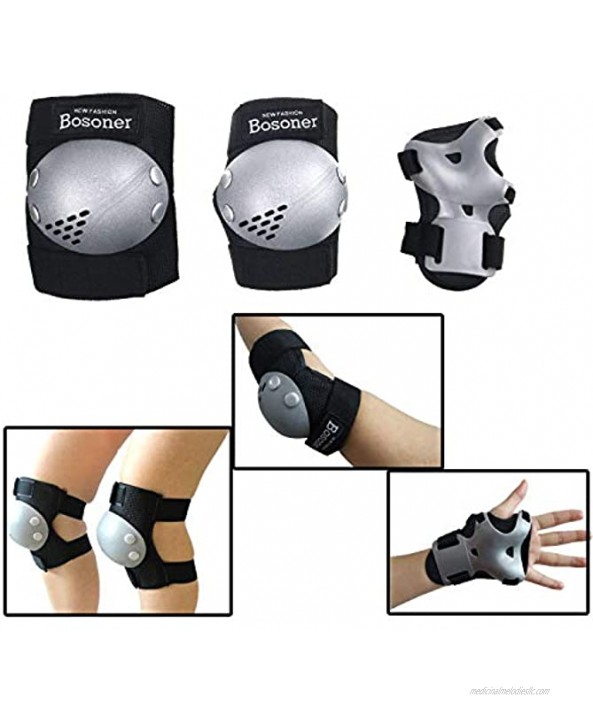 BOSONER Kids Wrist Guards and Knee Pad Protective Gear Set for Roller Skates Cycling BMX Bike Snowboarding Skateboard Inline Skating Scooter Riding Sports Small 3-9 Years