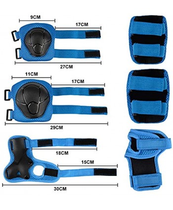 FESSKY Kids Protective Gear Set Adjustable Strap 6pcs Knee Pads and Elbow Pads with Wrist Guard for Skating Cycling Bike Rollerblading Scooter