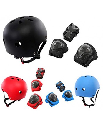 FRIDG 7Pcs Set Protective Gear Kids Helmet and Pads Set Adjustable Bicycle Helmet Knee Elbow Pads Wrist Guards for Skateboard Roller Cycling Skating