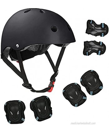 Kids Bike Helmet Toddler Helmet Adjustable Sports Protective Gear Set Knee Elbow Pads Wrist Pads for Age 3-8 Youth 9-14 Boys Girls Skateboard Helmet and Pads