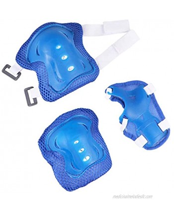 NUOBESTY 6pcs Kids Protective Gear Set Elbow Guards Wrist Protectors Knee Pads for Roller Skating Cycling Blue