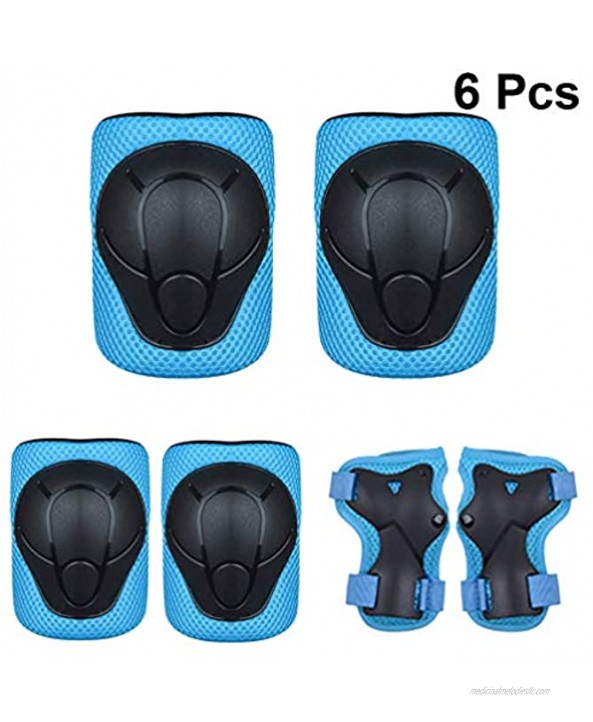 NUOBESTY 6pcs Kids Protective Gear Set Knee Pads Toddler Knee and Elbow Pads with Wrist Guards for Skating Cycling Bike Rollerblading Scooter