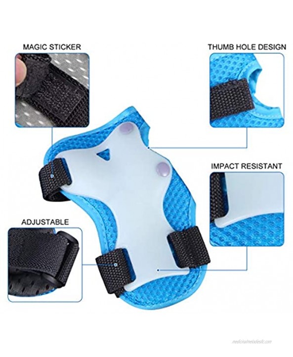 TOYANDONA 1 Set Kids Sport Protective Gear Bicycle Roller Skating Elbow Pads Wrist Guards Knee Pads for Kids Boys Girls Blue