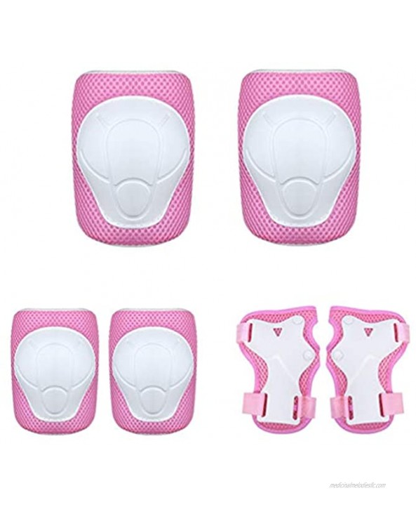 Toyvian Kids Youth Knee Pad Elbow Pads Guards Protective Gear Set for Roller Skates Cycling BMX Bike Skateboard Inline Skatings Scooter Riding Sports 6pcs Pink