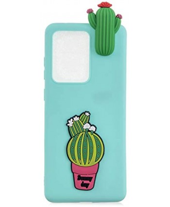 TPU Case for Galaxy Note 20 Ultra,Soft Rubber Cover for Galaxy Note 20 Ultra,Herzzer Ultra Slim Stylish 3D Cute Cactus Series Design Scratch Resistant Shock Absorbing Flexible Silicone Back Case