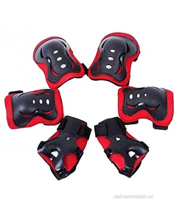 XGNA 6 in 1 Safety Protective Gear Knee Elbow Wrist Pads Set Adjustable Collision Avoidance Skate Roller Blading Biking Protector Pads for Kids Girls Boys