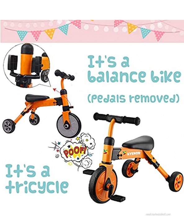 Avenor 2 in 1 Tricycles for 3 Year Olds 2-4 Years Old Baby Tricycle Perfect As Toddler Bike for 2 Year Old Toddler Or Birthday Gift Safe Folding Trike for 2 Year Olds Ideal for Boy Girl
