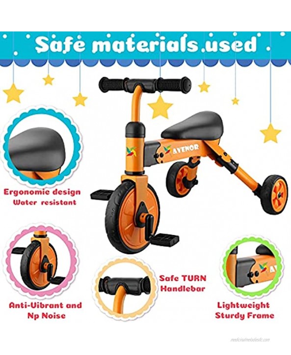 Avenor 2 in 1 Tricycles for 3 Year Olds 2-4 Years Old Baby Tricycle Perfect As Toddler Bike for 2 Year Old Toddler Or Birthday Gift Safe Folding Trike for 2 Year Olds Ideal for Boy Girl