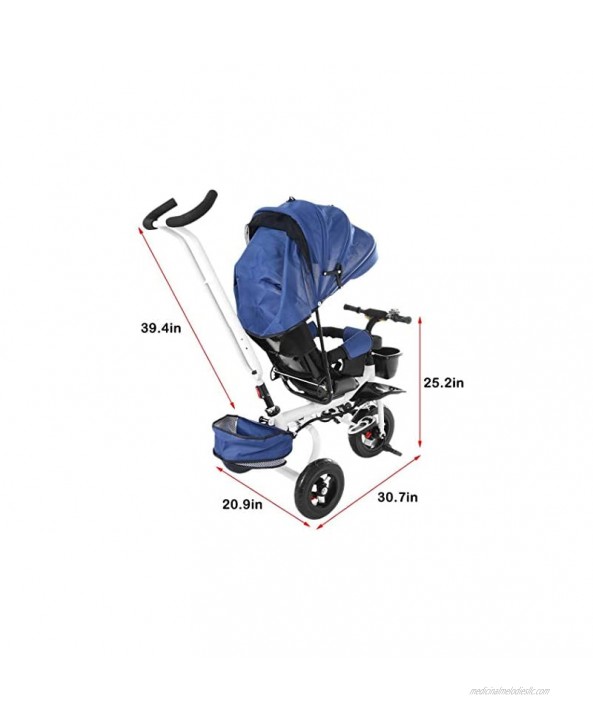 Baby Tricycle 5-in-1 Kids Stroller Tricycle with Adjustable Push Handle Removable Canopy Safety Harness for 6 Months 5 Year Old Shipping from USA A