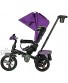 Evezo 302A 4-in-1 Parent Push Tricycle for Kids Stroller Trike Convertible Swivel Seat Reclining Seat 5-Point Safety Harness Full Canopy LED Headlight Storage Bin Purple Violet