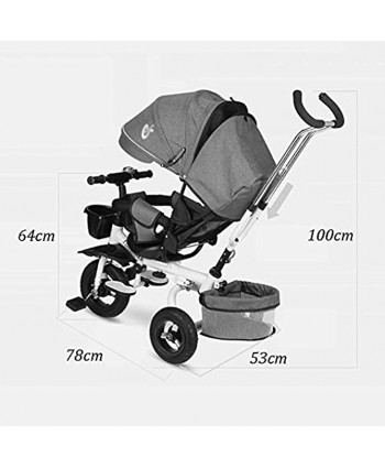 JIEJIE Tricycle Tricycle Trike Trikes- Folding Kids' Tricycles Ride-On Bike with Sun Canopy 4-in-1 Foldable Steer Stroller for Children Toddler Age 1-5 Years Old Color : Khaki Color : Purple