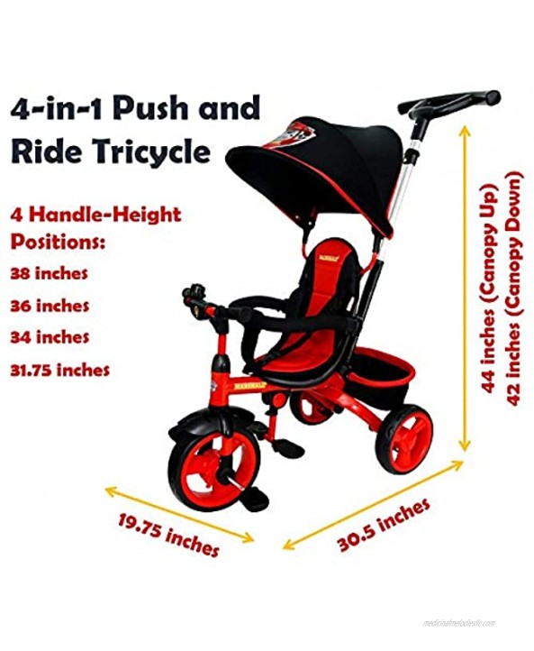 KidsEmbrace Paw Patrol Marshall 4-in-1 Push and Ride Stroller Tricycle