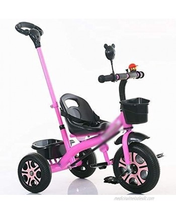 LIYANSHENGDQ Kids' Tricycles Kids Tricycle Adjustable Seat Children 3 Wheel Pedal Bike with Removable Parents Push Handle Bar and Basket for 1-6 Years Kids and Toddlers 90-120 cm,Pink