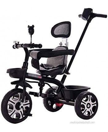 LIYANSHENGDQ Kids' Tricycles Kids Tricycle with Removable Parents Push Handle Bar Children 3 Wheel Pedal Bike with Foam Tyres for 1-6 Years Kids and Toddlers 25 kg Capacity Color : Black