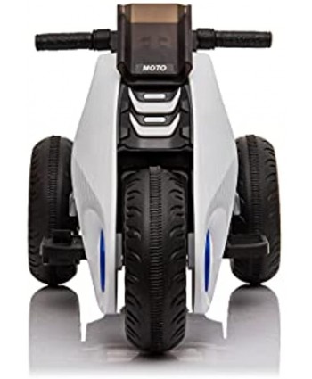 NC Children's Electric Motorcycle 3 Wheels with Music Player 3-7 Years Old Boys and Girls Double Drive White