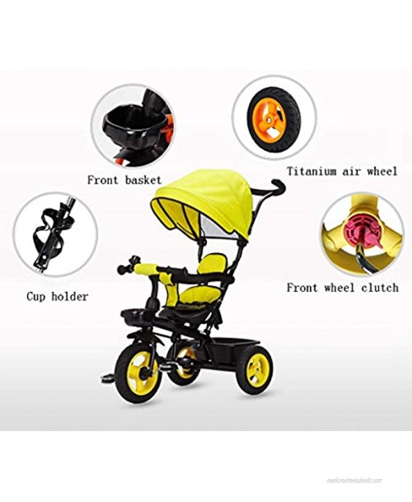 NUBAO Stroller Wagon Stroller Kids Pedal Trike Bike Bicycle Height Adjustable Push Handle Children's Tricycle Carbon Steel Material Baby Stroller Pushchair Color : Red Over 1 Year Old Girl Gifts