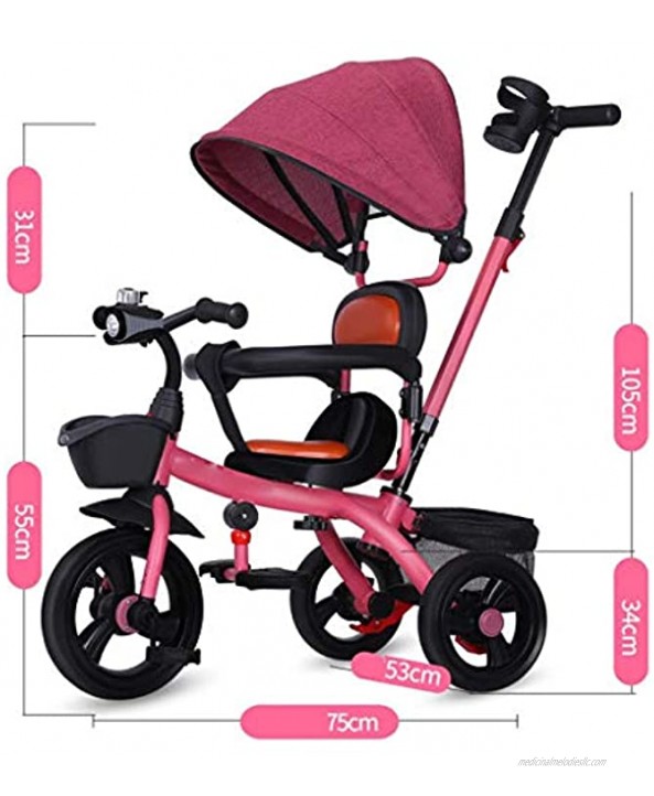 NUBAO Stroller Wagon Tricycle Kids Trike Pedal 3 Wheel Children Baby Reversible Seat Toddler with Push Handle Removable Canopy 8 Months 6 Years Old Color : D Over 1 Year Old Girl Gifts