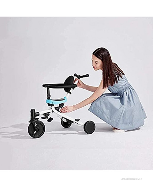 NUBAO Stroller Wagon Tricycle Trike Multifunctional Lightweight Baby Stroller Two-Way Stroller Non-Slip Artifact Push Tricycle Foldable Red Foldable Blue Over 1 Year Old Girl Gifts Size : Red