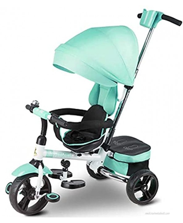 NUBAO Stroller Wagon Tricycle Trike Trikes- Green 4 in 1 Kids Tricycle W Canopy Baby Steer Stroller with Steering Handle for Age 1-6 Years Old Safety Seat Rapid Green Over 1 Year Old Girl Gifts