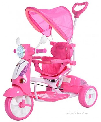 Qaba Children Ride-On Moped Tricycle with a Stylish Design & Interactive Music & Lighting Functions Blue