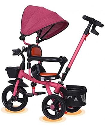 SJMFGF Stroller Wagon Kids Trike Tricycle Trike Pedal 3 Wheel Baby Toddler with Push Handle Removable Canopy Reversible Seat Over 1 Year Old Girl Gifts Color : D