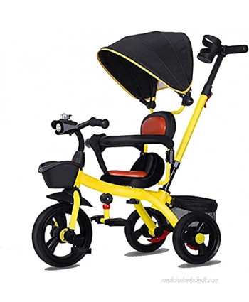SJMFGF Stroller Wagon Tricycle Kids Trike Pedal 3 Wheel Children Baby Toddler with Push Handle Removable Canopy Reversible Seat Over 1 Year Old Girl Gifts Color : C