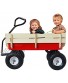 All Terrain Wagons for Kids Wagon with Removable Wooden Side Panels Garden Wagon with Steel Wagon Bed Folding Wagons for Kids with Pneumatic Tires Red