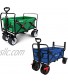 BEAU JARDIN Green Folding Wagon Bunle Blue Freestanding Wagon with Brakes