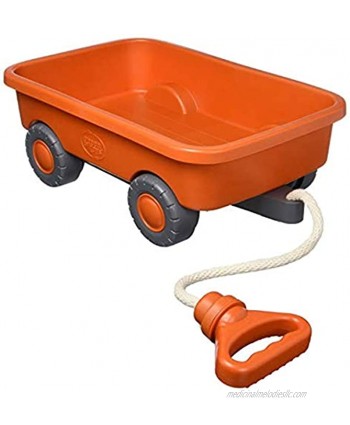 Green Toys Wagon Orange CB Pretend Play Motor Skills Kids Outdoor Toy Vehicle. No BPA phthalates PVC. Dishwasher Safe Recycled Plastic Made in USA.